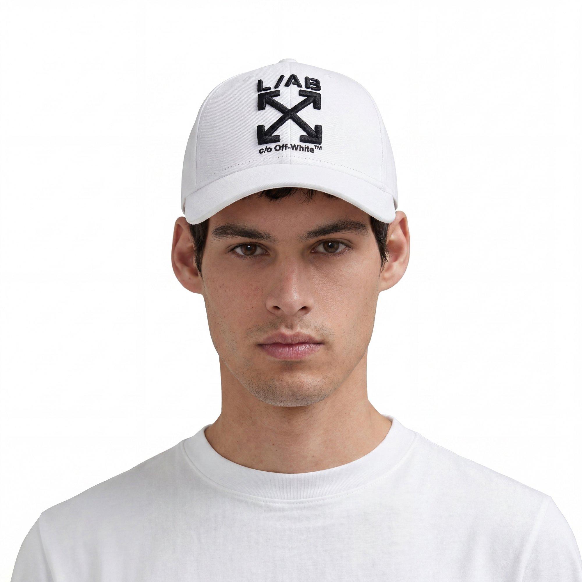 L/AB c/o Off-White Clamp Arrows Curved Brim Twill Hat - White - WHITE